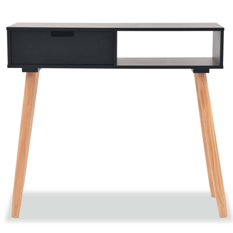 Wandtafel 80x30x72 cm massief grenenhout zwart MeubelReus