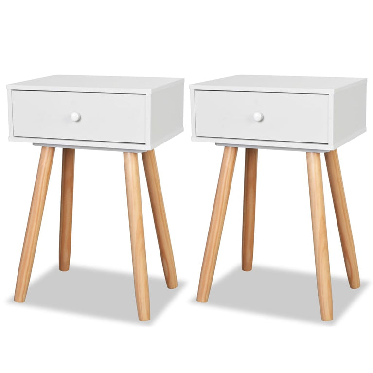 Nachtkastjes 2 st 40x30x61 cm massief grenenhout wit MeubelReus