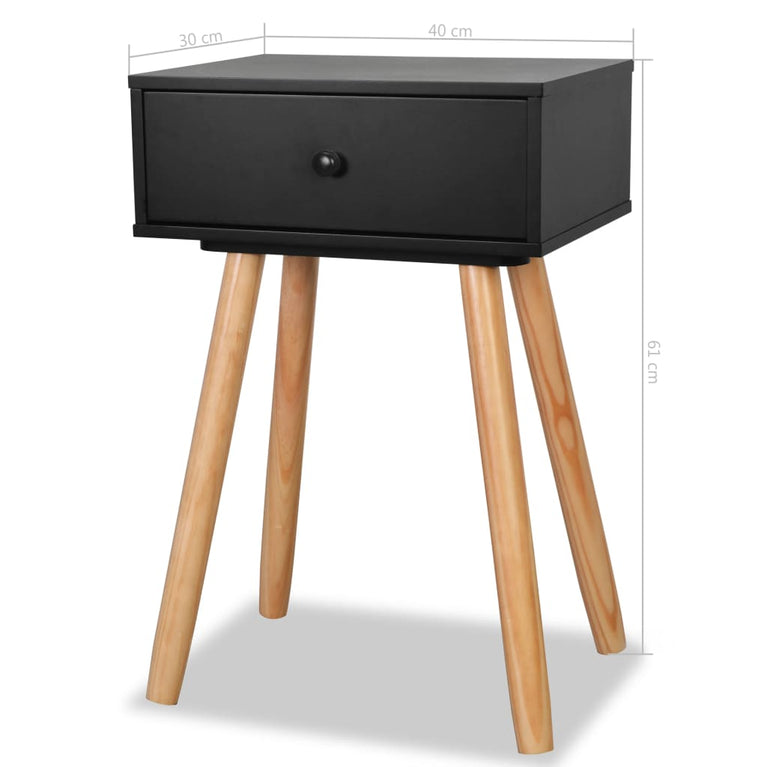 Nachtkastjes 2 st 40x30x61 cm massief grenenhout zwart MeubelReus