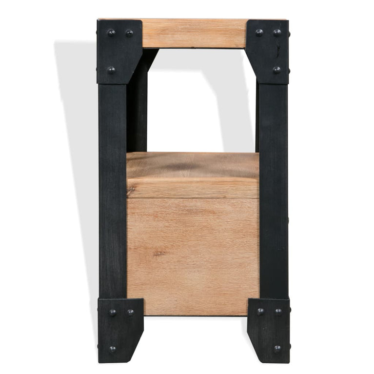 Nachtkastje 40x30x54 cm massief acaciahout staal MeubelReus