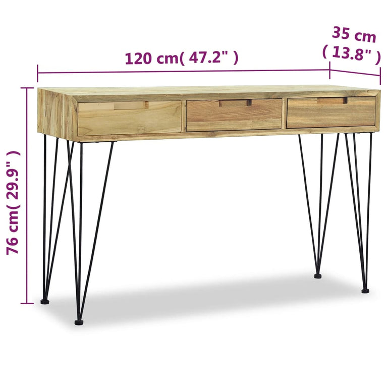 Wandtafel 120x35x76 cm massief teakhout MeubelReus