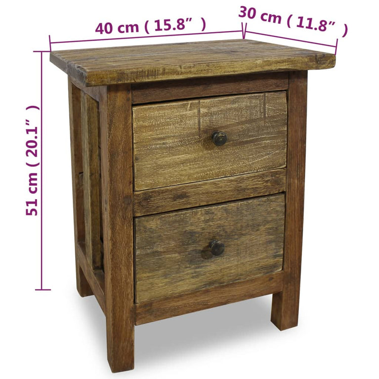 Nachtkastje 40x30x51 cm massief gerecycled hout MeubelReus