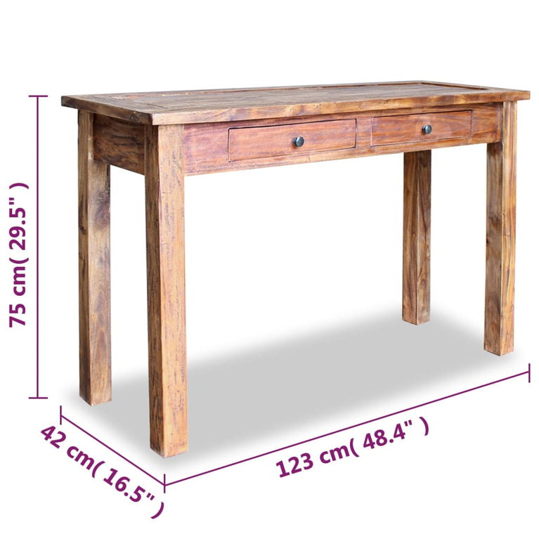 Wandtafel 123x42x75 cm massief gerecycled hout MeubelReus