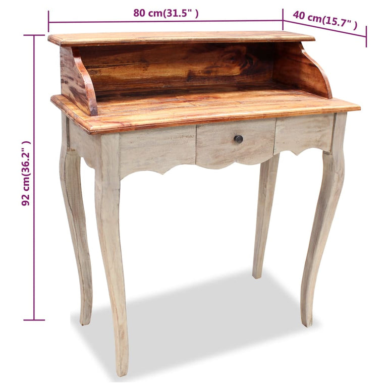 Schrijftafel 80x40x92 cm massief gerecycled hout MeubelReus