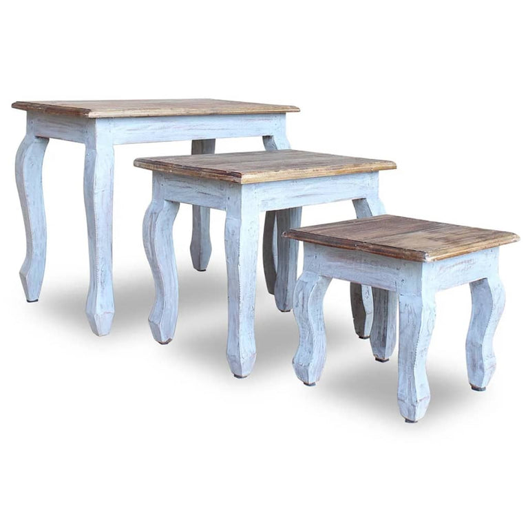 3-delige Tafeltjesset massief gerecycled hout MeubelReus