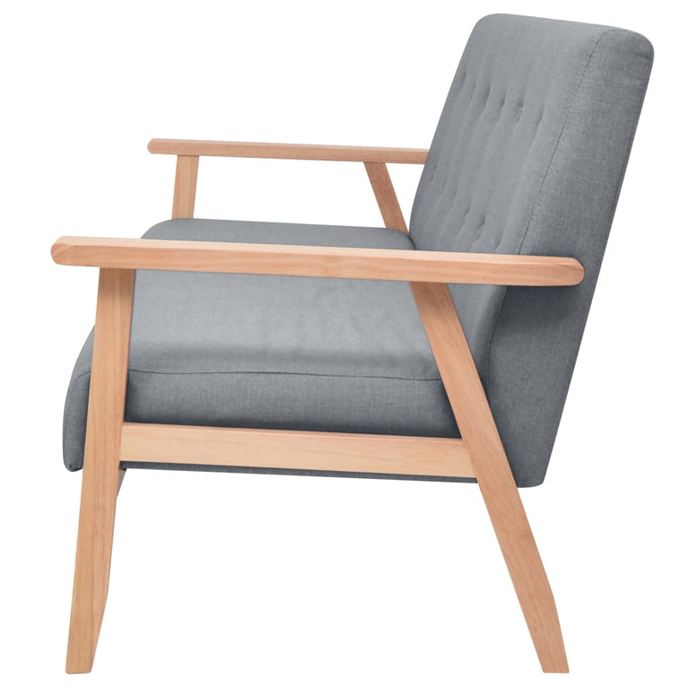 Driezitsbank stof lichtgrijs