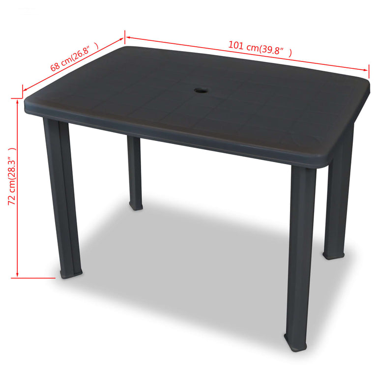 Tuintafel 101x68x72 cm kunststof antraciet MeubelReus