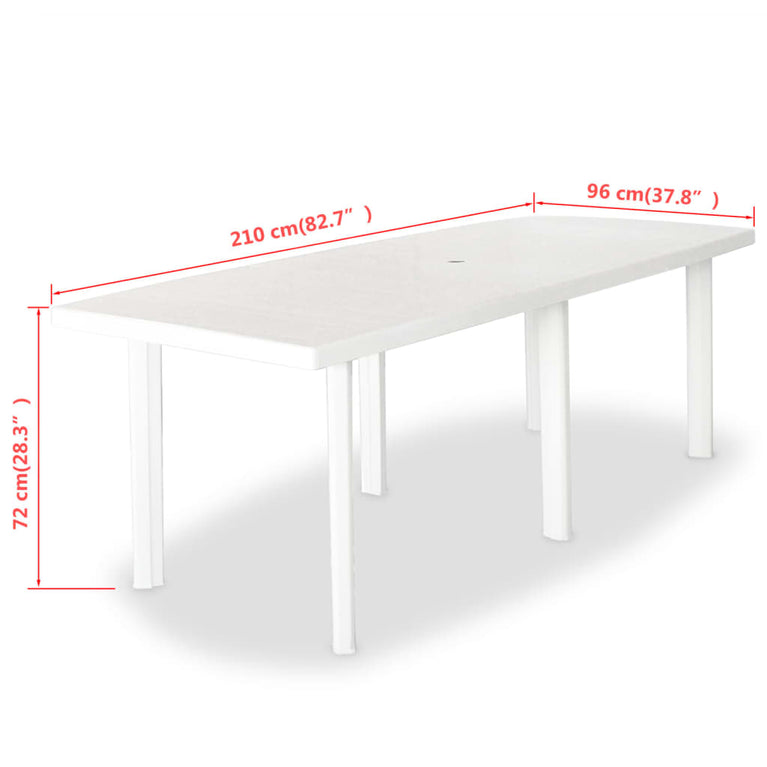 Tuintafel 210x96x72 cm kunststof wit MeubelReus