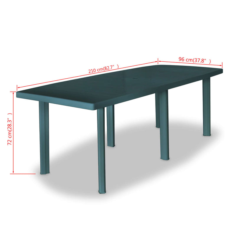 Tuintafel 210x96x72 cm kunststof groen MeubelReus