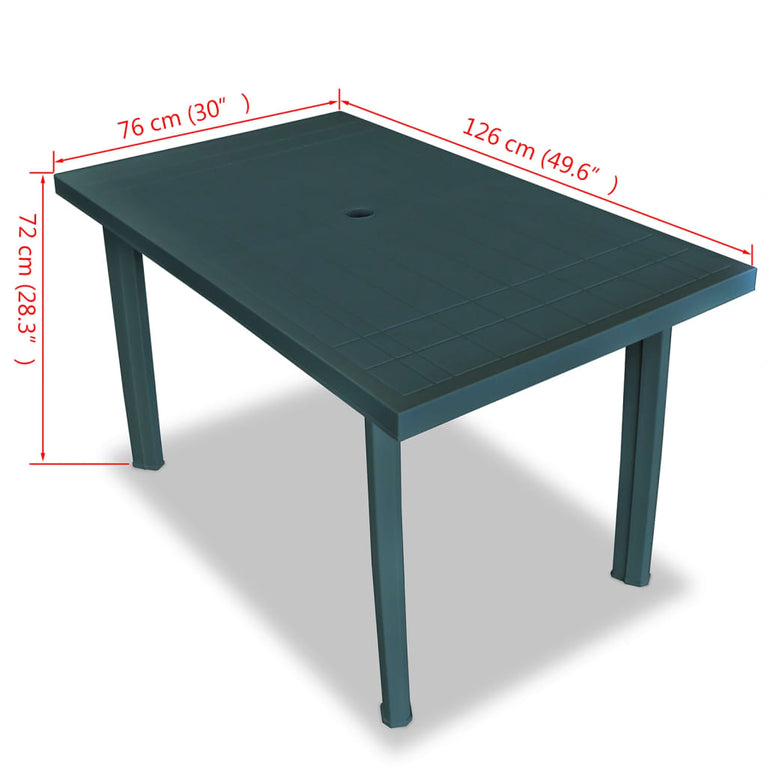 Tuintafel 126x76x72 cm kunststof groen MeubelReus