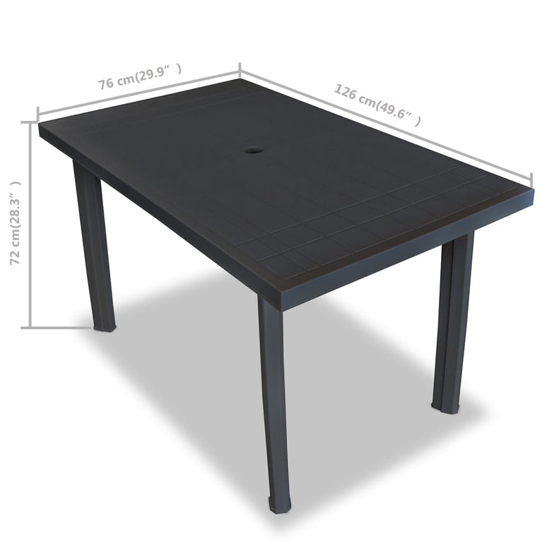 Tuintafel 126x76x72 cm kunststof antraciet MeubelReus