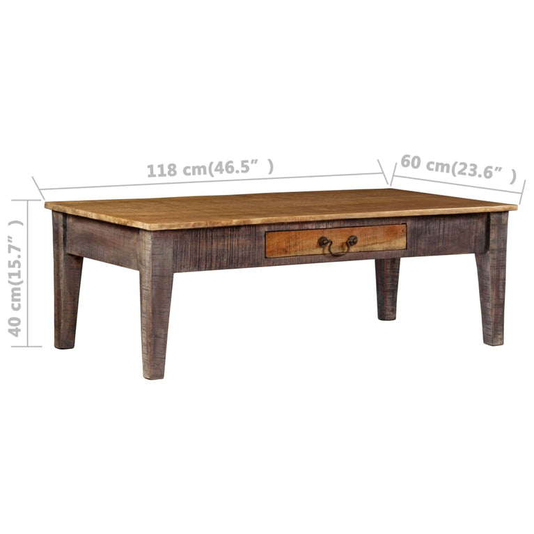 Salontafel vintage stijl 118x60x40 cm massief hout MeubelReus