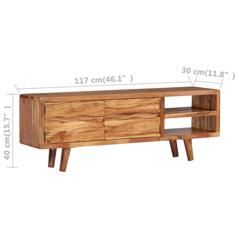 Tv-meubel met bewerkte deuren 117x30x40 cm massief acaciahout MeubelReus