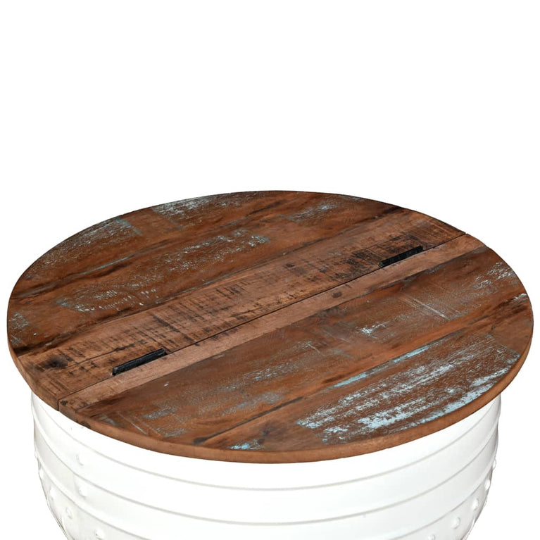 Salontafel tonvormig massief gerecycled hout wit MeubelReus