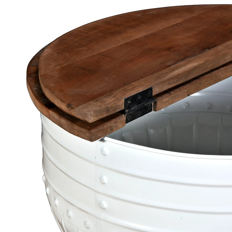 Salontafel tonvormig massief gerecycled hout wit MeubelReus