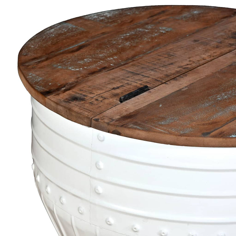 Salontafel tonvormig massief gerecycled hout wit MeubelReus