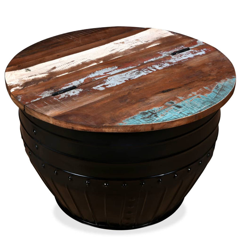 Salontafel tonvormig massief gerecycled hout zwart MeubelReus