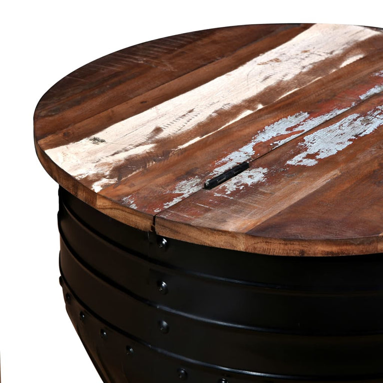 Salontafel tonvormig massief gerecycled hout zwart MeubelReus