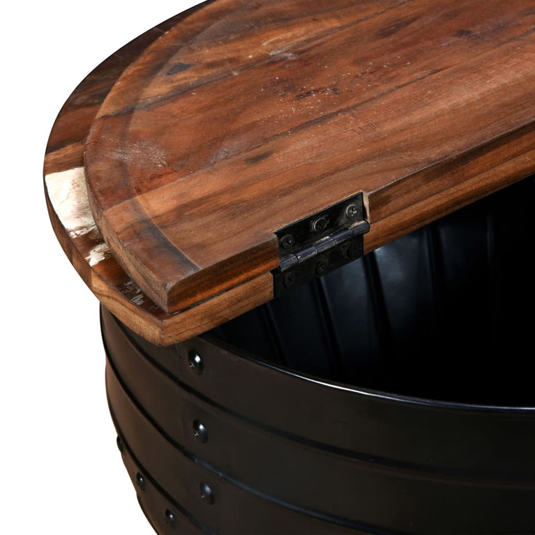 Salontafel tonvormig massief gerecycled hout zwart MeubelReus