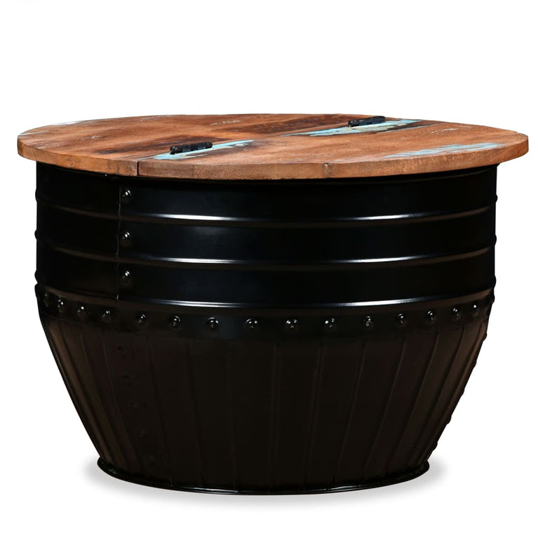 Salontafel tonvormig massief gerecycled hout zwart MeubelReus