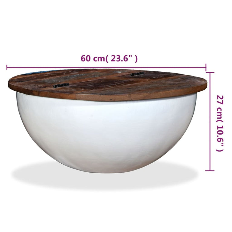 Salontafel komvormig massief gerecycled hout wit MeubelReus