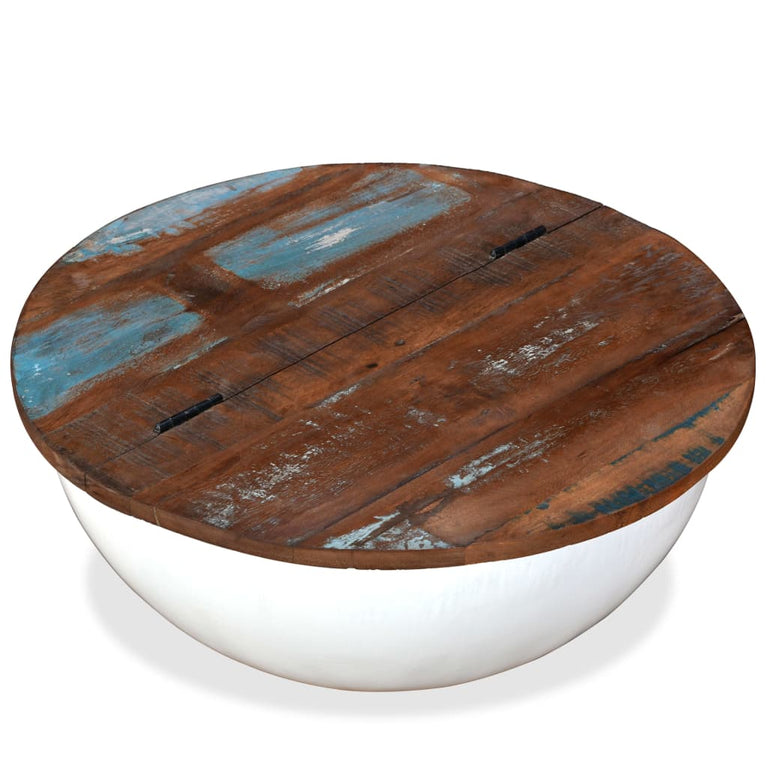 Salontafel komvormig massief gerecycled hout wit MeubelReus