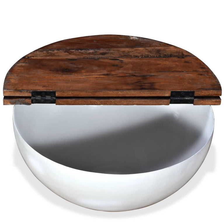 Salontafel komvormig massief gerecycled hout wit MeubelReus
