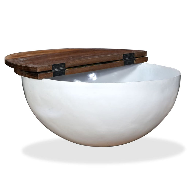 Salontafel komvormig massief gerecycled hout wit MeubelReus