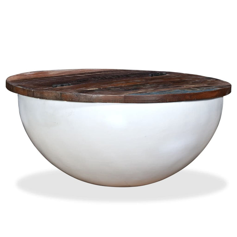Salontafel komvormig massief gerecycled hout wit MeubelReus
