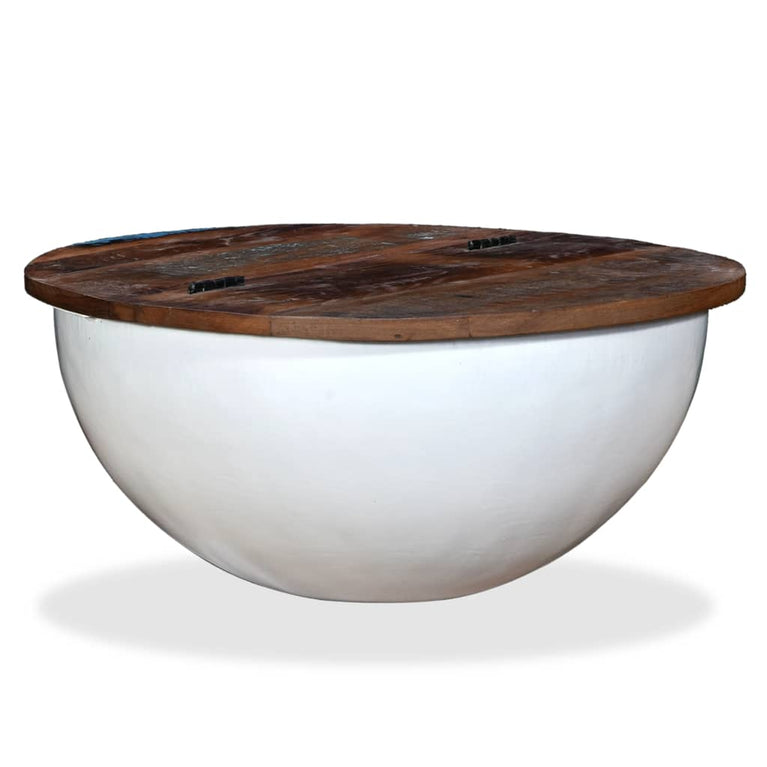 Salontafel komvormig massief gerecycled hout wit MeubelReus