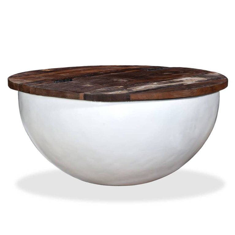 Salontafel komvormig massief gerecycled hout wit MeubelReus