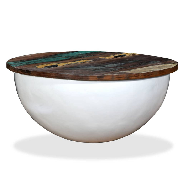 Salontafel komvormig massief gerecycled hout wit MeubelReus
