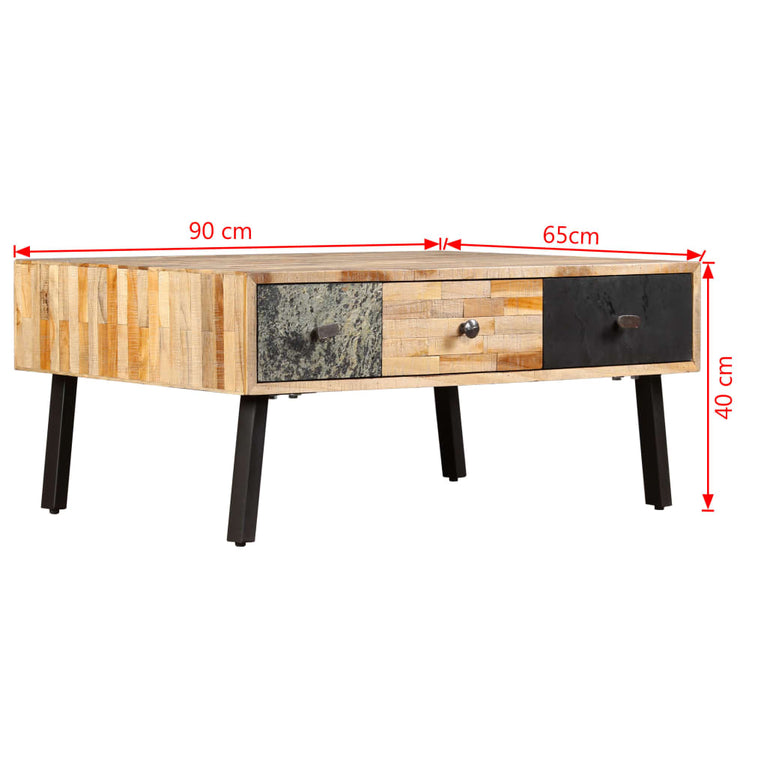 Salontafel 90x65x40 cm massief gerecycled teakhout MeubelReus
