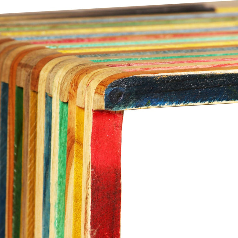 Wandschappenset massief gerecycled teakhout meerkleurig 3-delig MeubelReus