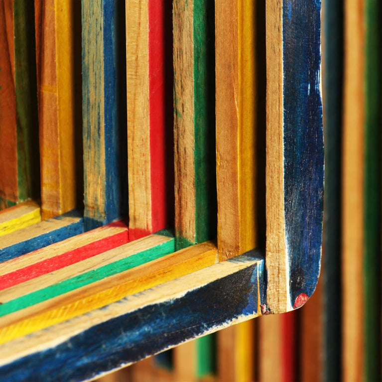 Wandschappenset massief gerecycled teakhout meerkleurig 3-delig MeubelReus