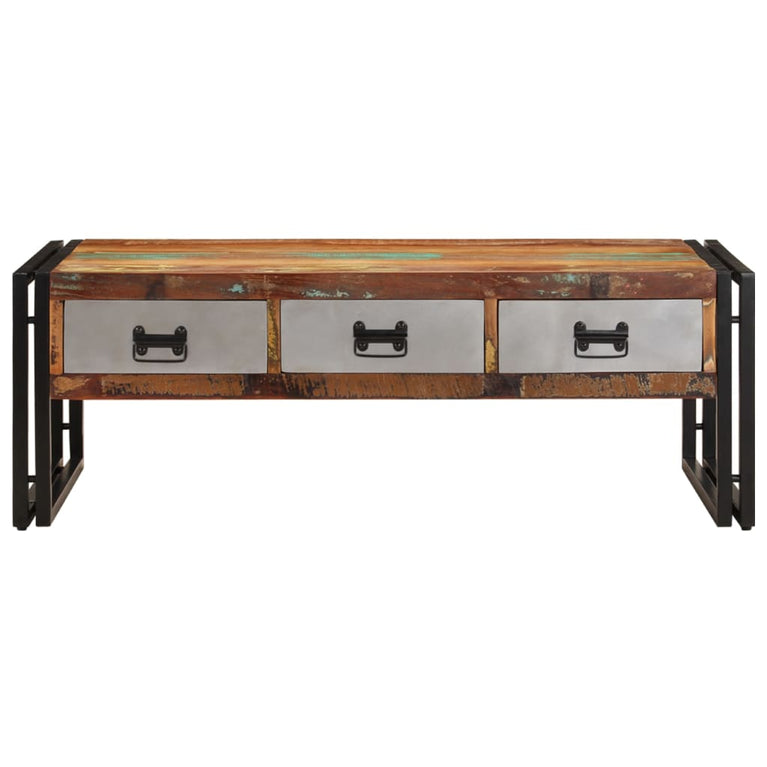 Salontafel met 3 lades 100x50x35 cm massief gerecycled hout MeubelReus
