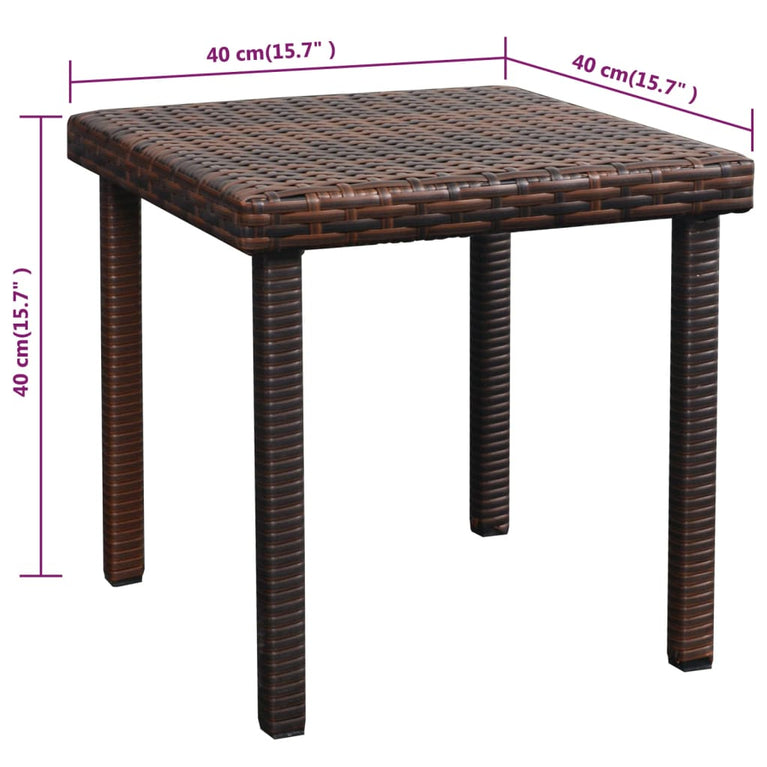 Ligbedden 2 st met tafel poly rattan bruin MeubelReus