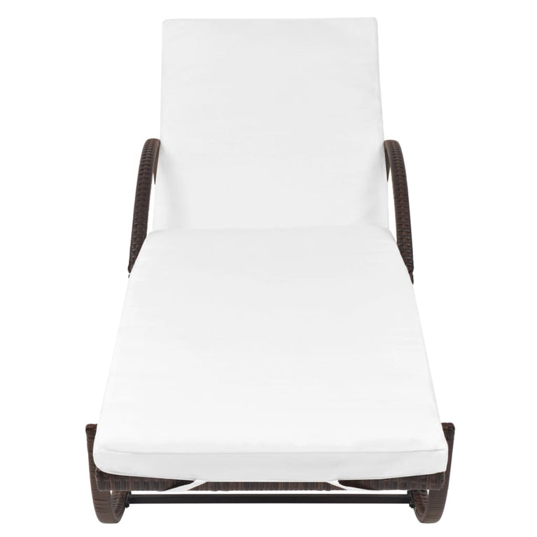 Ligbedden 2 st met tafel poly rattan bruin MeubelReus