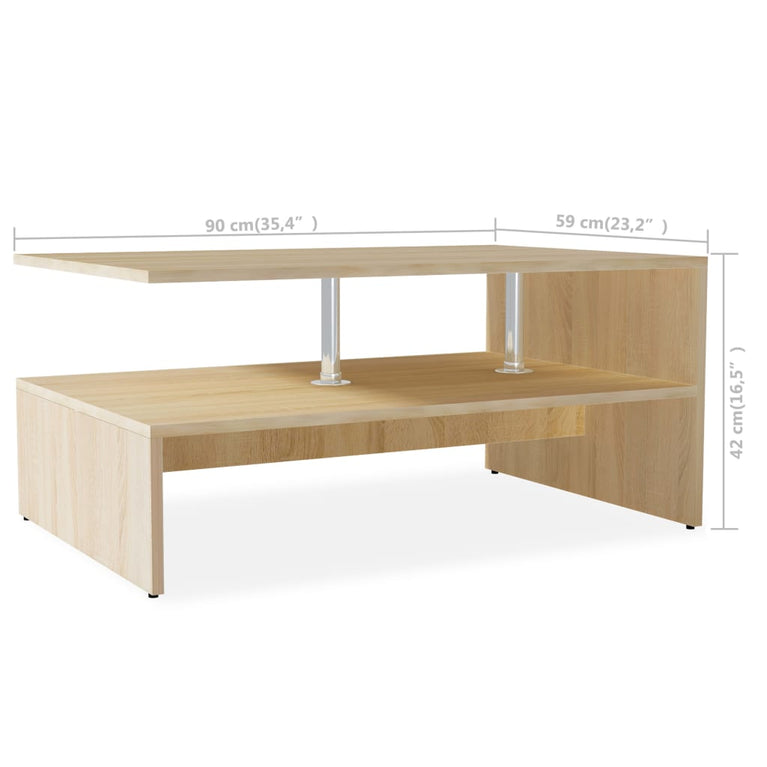Salontafel 90x59x42 cm spaanplaat eiken MeubelReus