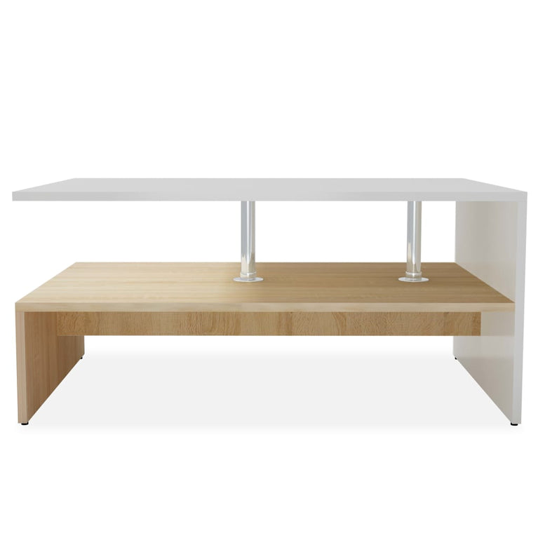 Salontafel 90x59x42 cm spaanplaat eiken en wit MeubelReus