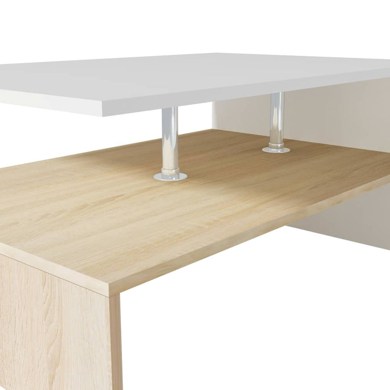 Salontafel 90x59x42 cm spaanplaat eiken en wit MeubelReus