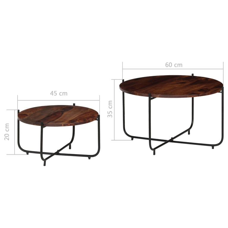 2-delige Salontafelset 60x35 cm massief sheeshamhout MeubelReus