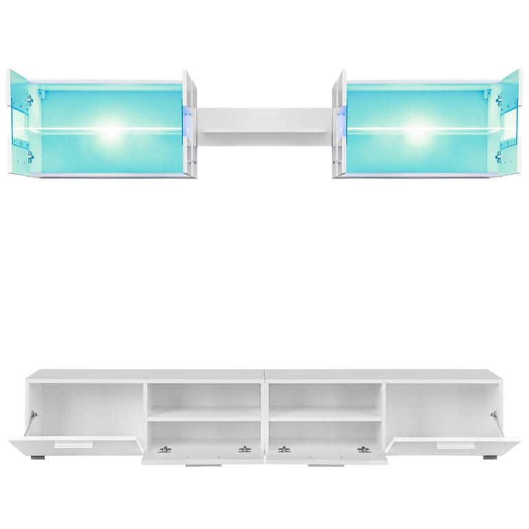 Tv-wandmeubelset met LED-verlichting hoogglans wit 5-delig