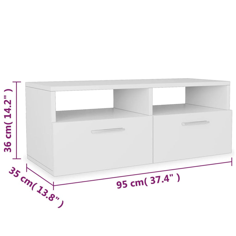 Tv-meubel 95x35x36 cm spaanplaat wit 2 st MeubelReus