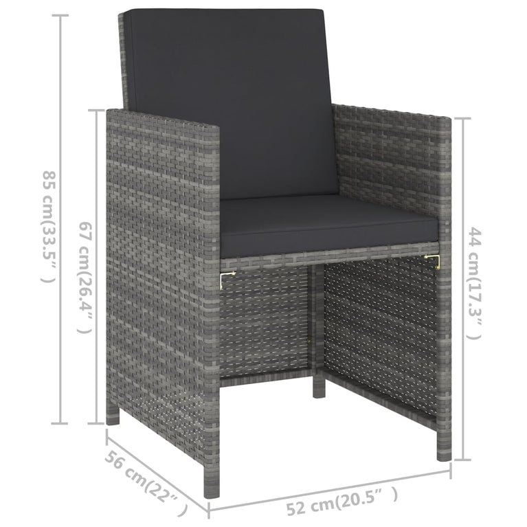 6-delige Tuinset met kussens poly rattan grijs MeubelReus