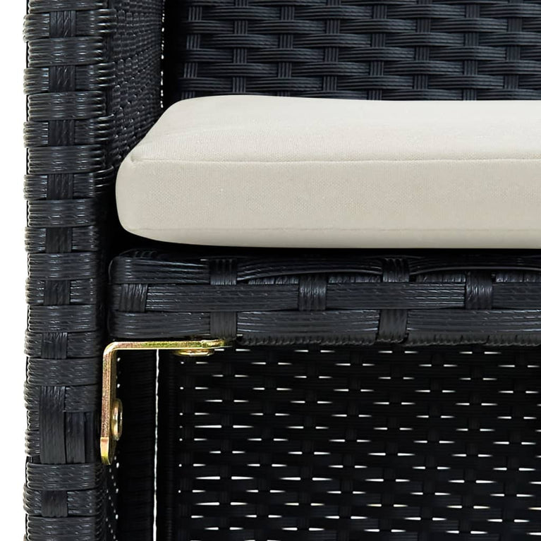 Tuinbank 2-zits met kussens poly rattan zwart MeubelReus
