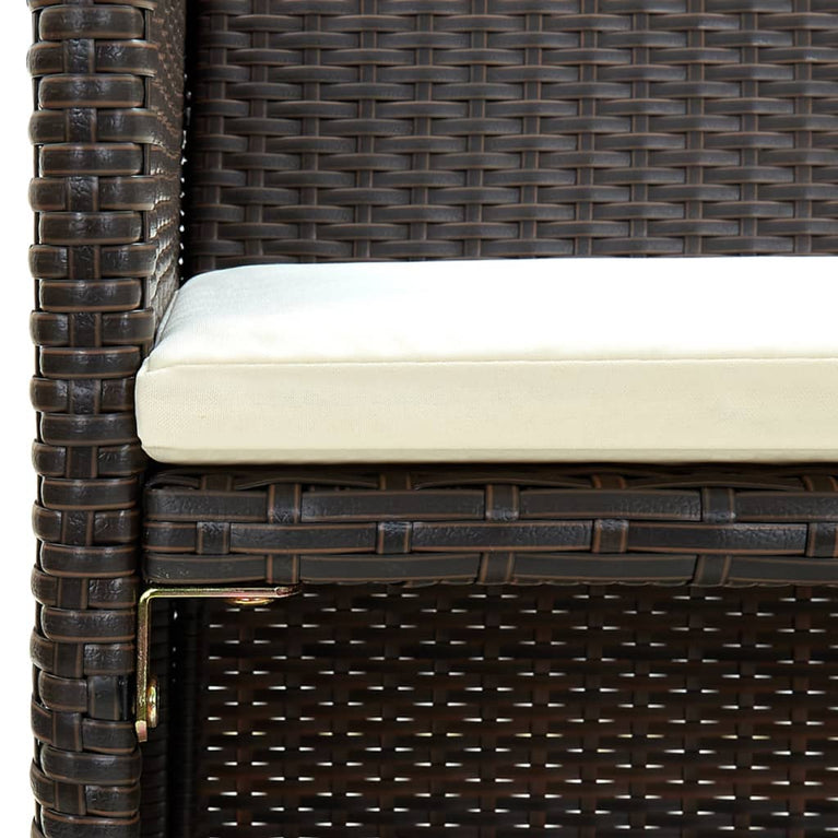 Tuinbank 2-zits met kussens poly rattan bruin MeubelReus