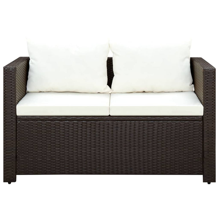 3-delige Bistroset met kussens poly rattan bruin MeubelReus