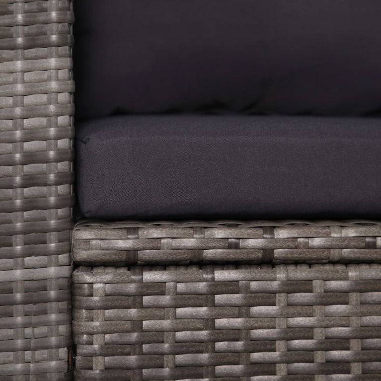 3-delige Bistroset met kussens poly rattan grijs MeubelReus