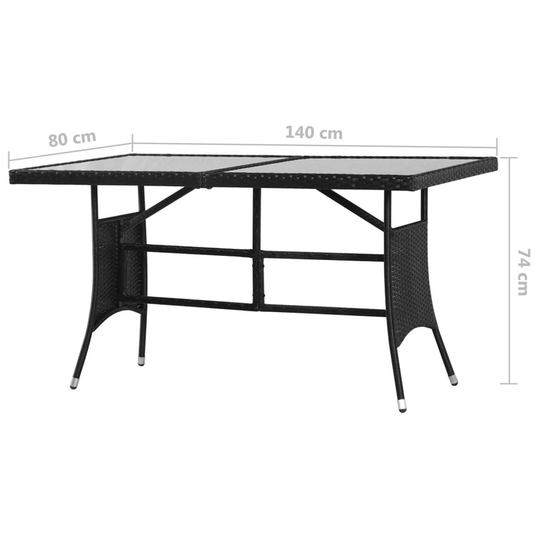 Tuintafel 140x80x74 cm poly rattan zwart MeubelReus